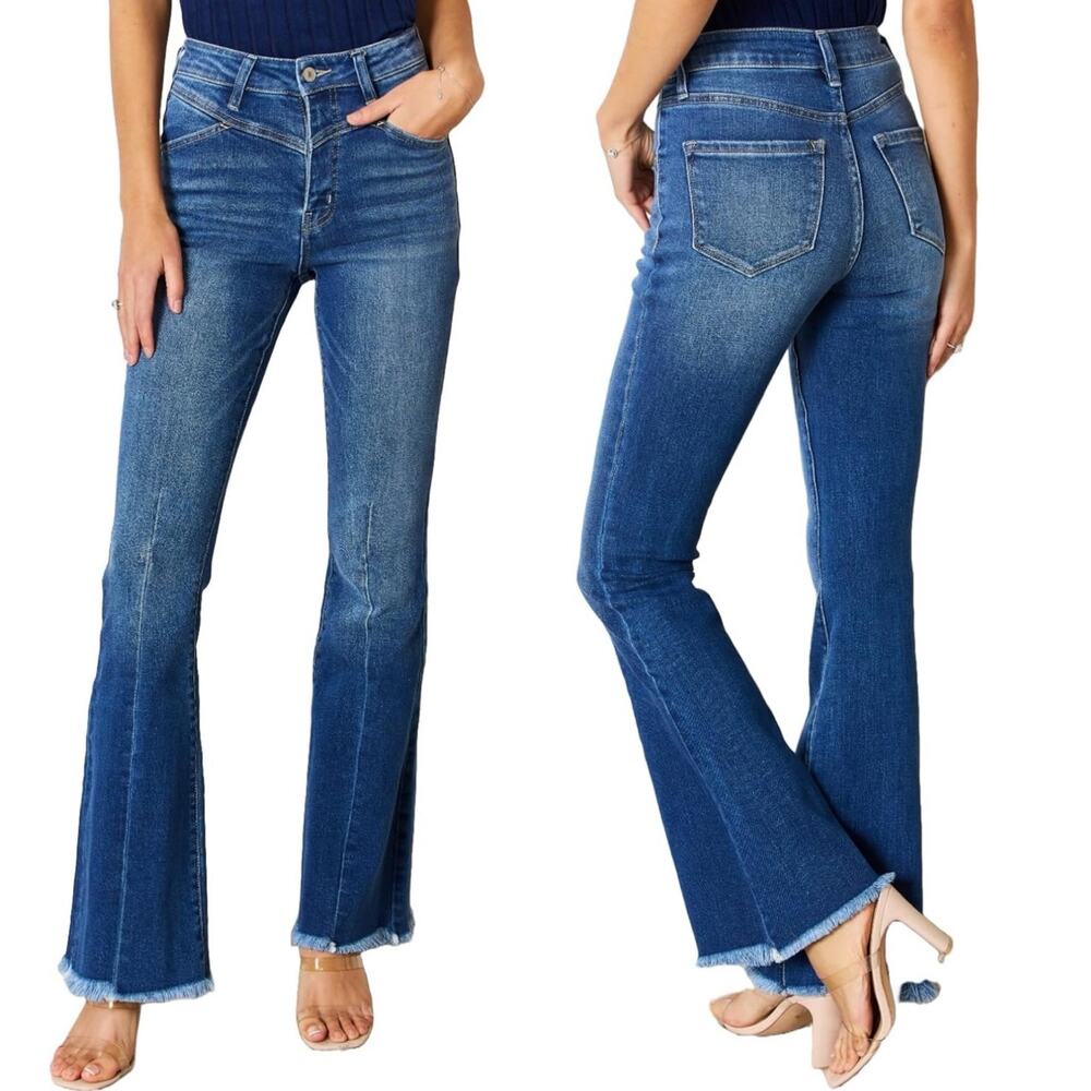 KanCan Medium Blue High-Rise Flared Jeans